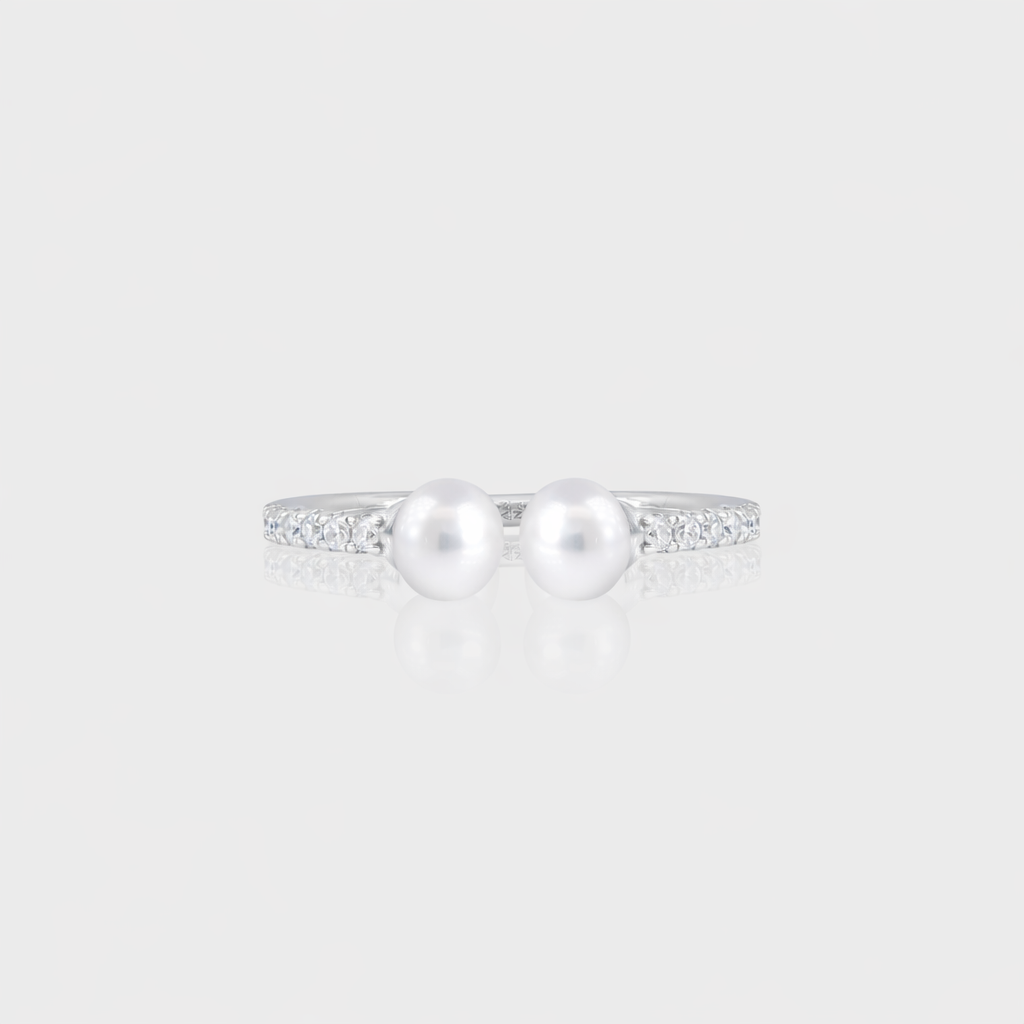 - The Slim Pearl Moissanite Ring -