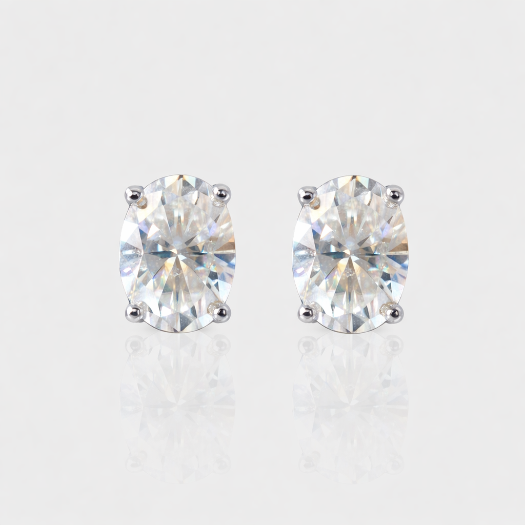 - The Effortless Moissanite Oval Earrings -